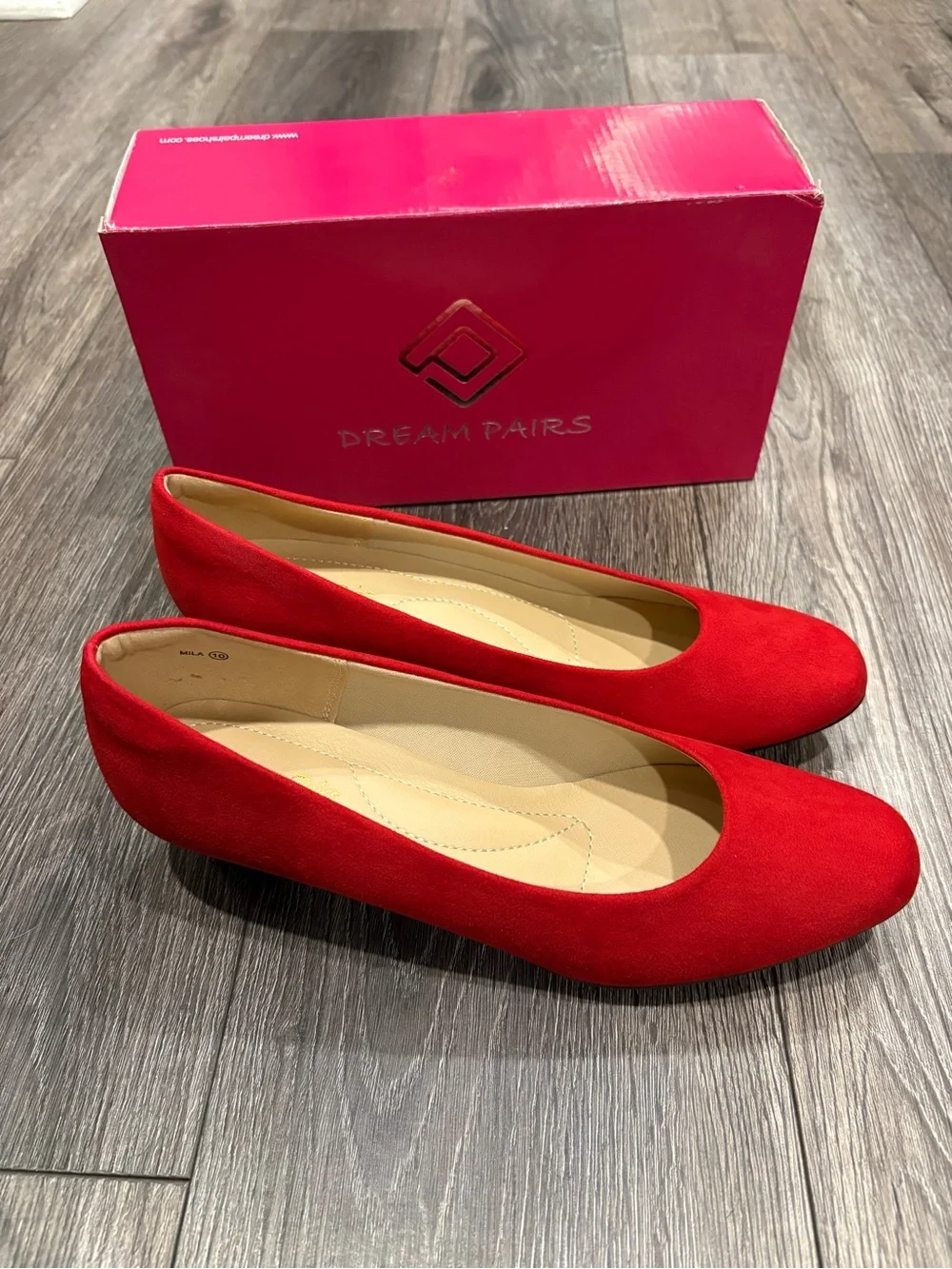 Dream Pairs Red Low Block Heel Pumps
